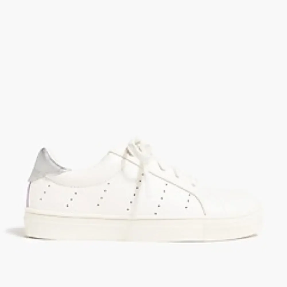 Crewcuts white lavender lace up sneakers